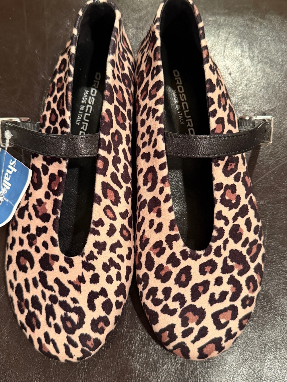 Oroscuro Leopard Print Mary Jane Flats - Beige & Brown 7.5